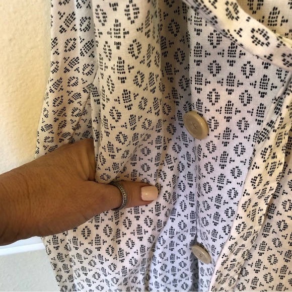 A New Day Jumper Dress Geometric Pattern Belted Pockets Square Neck Women’s 4 - Picture 2 of 10